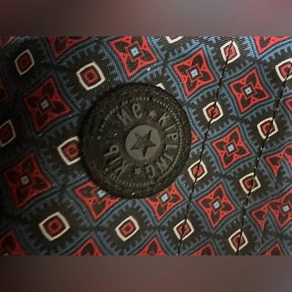 Kipling Blue & Red Print Polyester Crossbody Shoulder Bag Purse Handbag - Picture 2 of 5